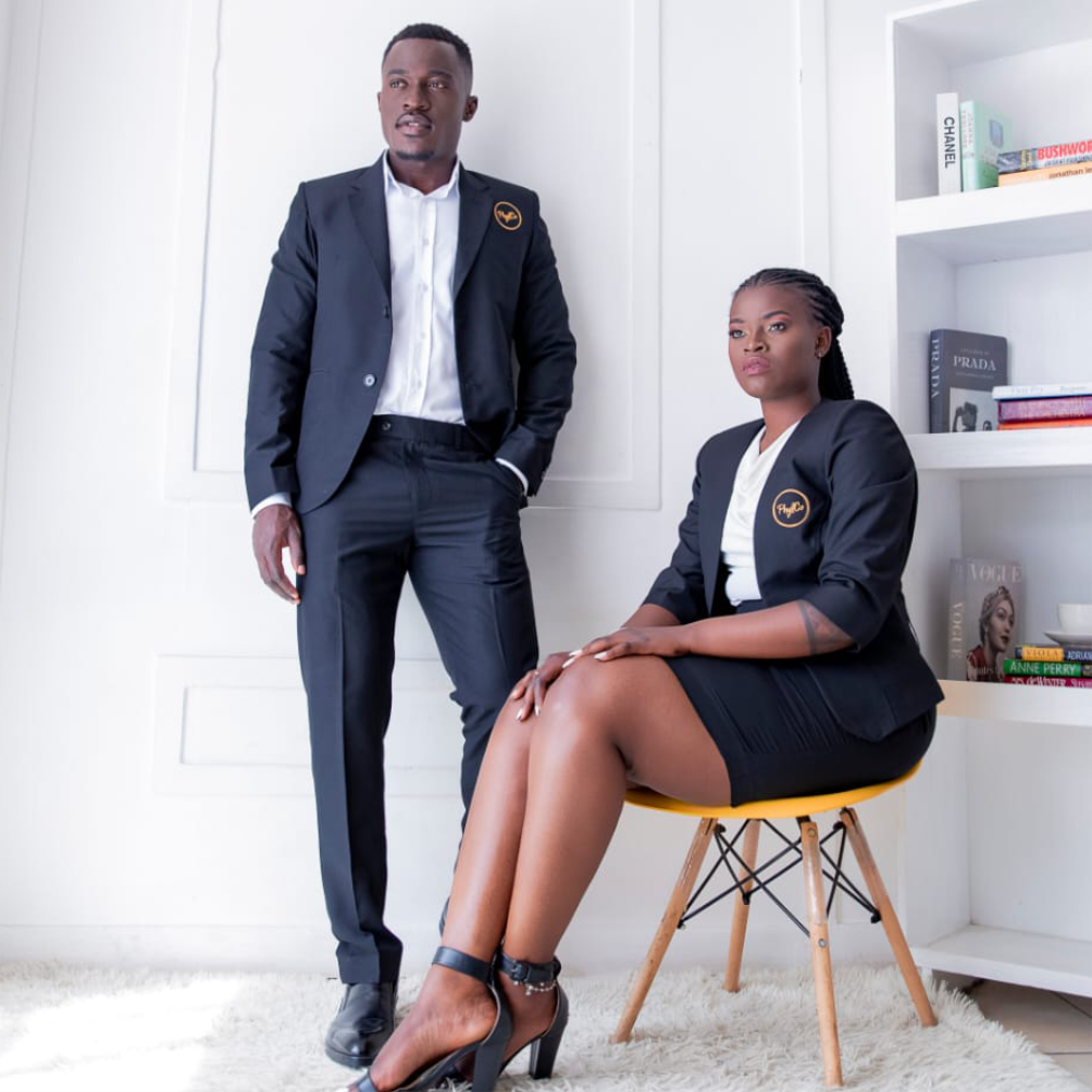Professional attire displayed in a clean bright studio showing quality craftsmanship